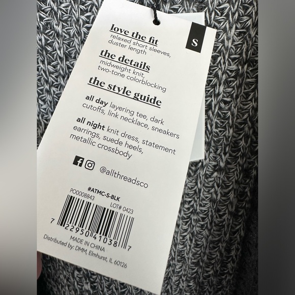 NWT Allthreads Mainstreet Black Grey Color Block Cardigan -Size Small - Picture 8 of 11